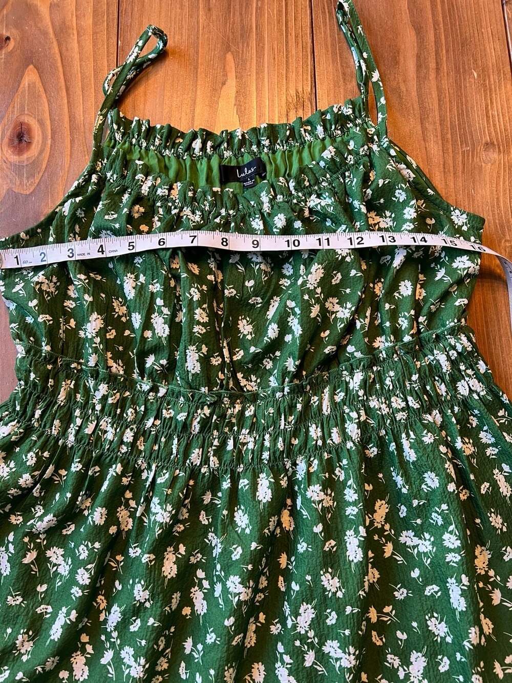 Lulus Tender Thoughts Green Floral Ruffled Tiered Mini Dress Large - Picture 5 of 7